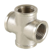 Крест латунь никель Ду 15 (1/2") ВР VALFEX VF.760.N.012, DN 15, 1/2 дюйма